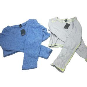 2 Piece Wild Fable Women's Small Blue Crop Sweater And Light Blue Ribbed T-Shirt